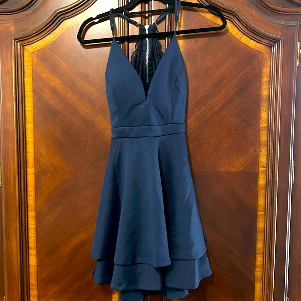 Honey & Rosie A-line Navy Halter Dress